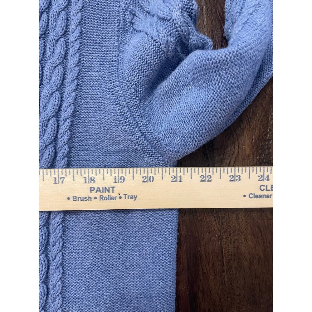 L.L. Bean Blue Cable Knit Open Front Cardigan Sweater Cotton XL Regular - Picture 7 of 8